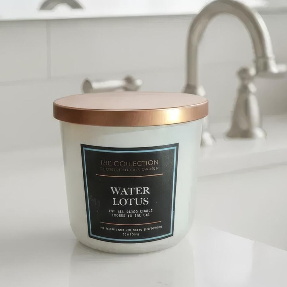 NWT The Collection by Chesapeake Bay Candle Water Lotus Copper 12oz Two Wicks